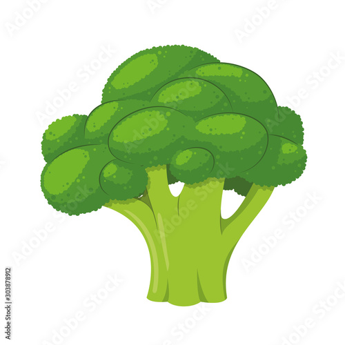 Vector illustration of a funny broccoli in cartoon style.