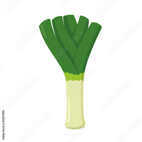 Vector illustration of a funny leek in cartoon style.