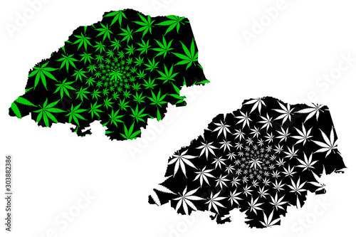 Limpopo Province (Republic of South Africa, RSA) map is designed cannabis leaf green and black, Northern Transvaal (Northern Province) map made of marijuana (marihuana,THC) foliage.... photo