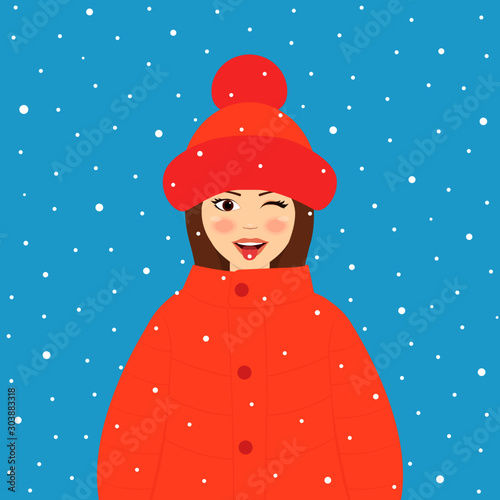 Girl rejoices in winter