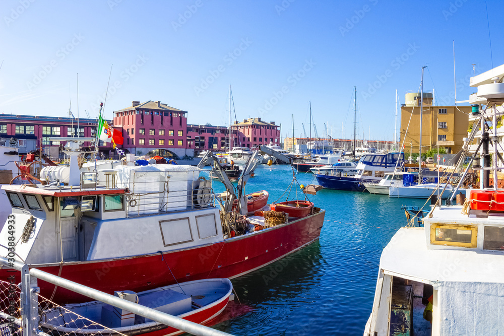 View of the seaport of Genoa - Italy