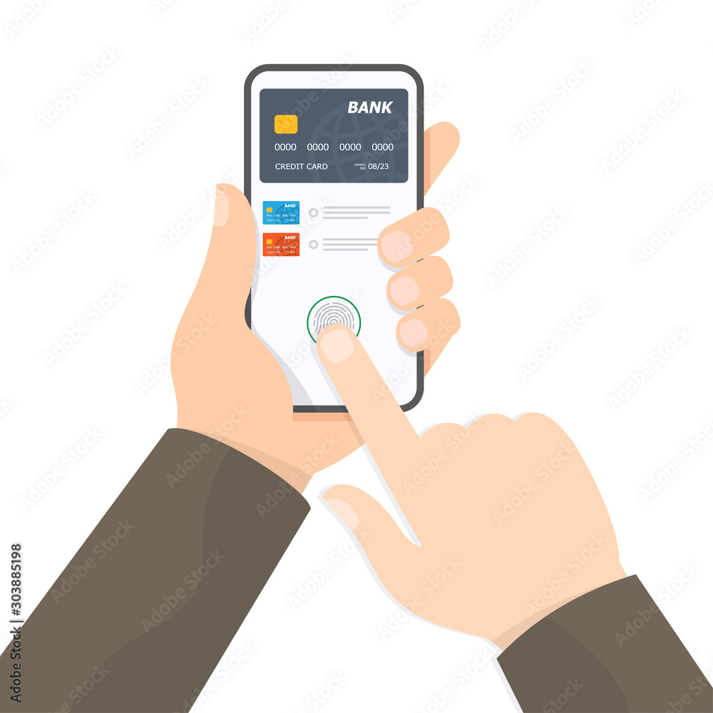 Payment page and credit card on smartphone screen Payment page and credit card on smartphone screen