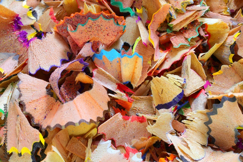 background of many pencil shavings