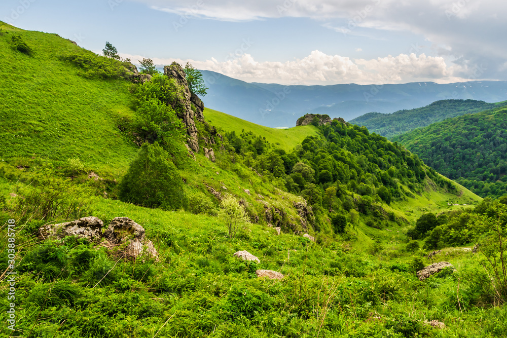 Rocky hillsides of South Caucasus mountains in Armenia
