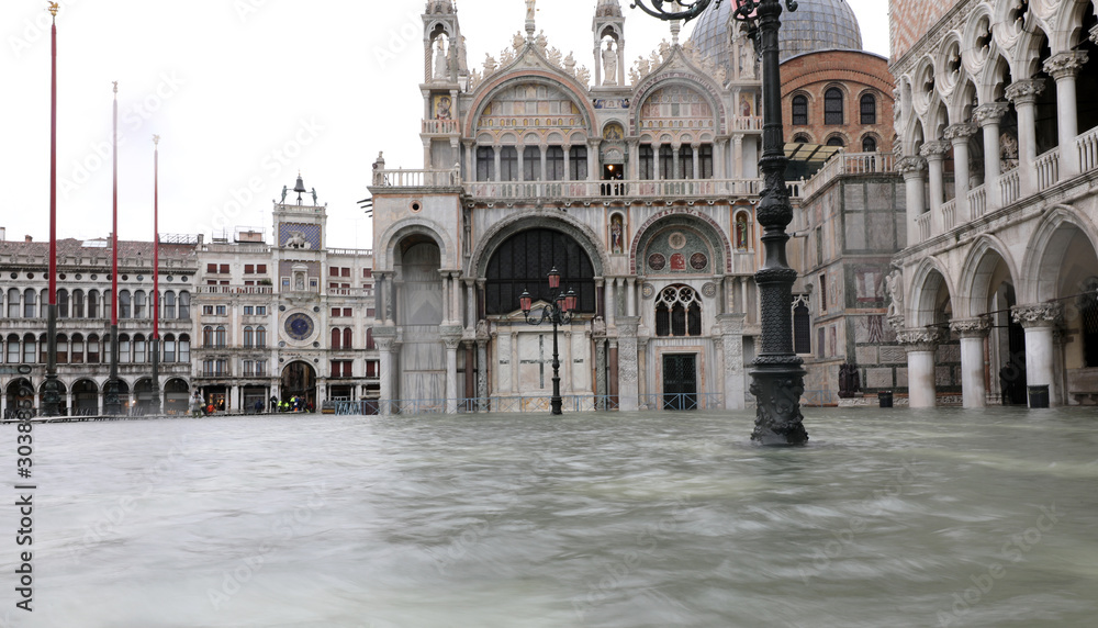 Basilica of saint Mark In Venice during the record flood