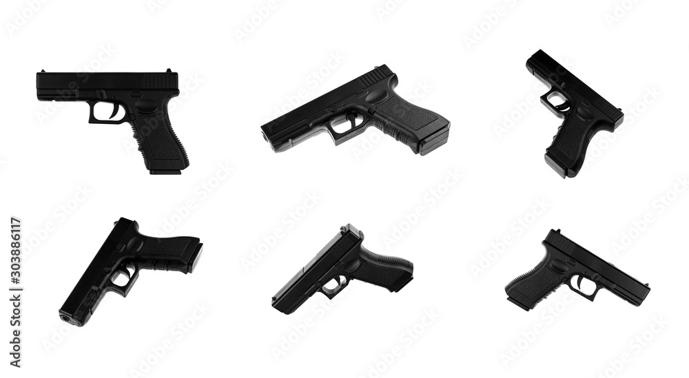 collection of a pistol isolated on white background. collection of a pistol isolated on white background.