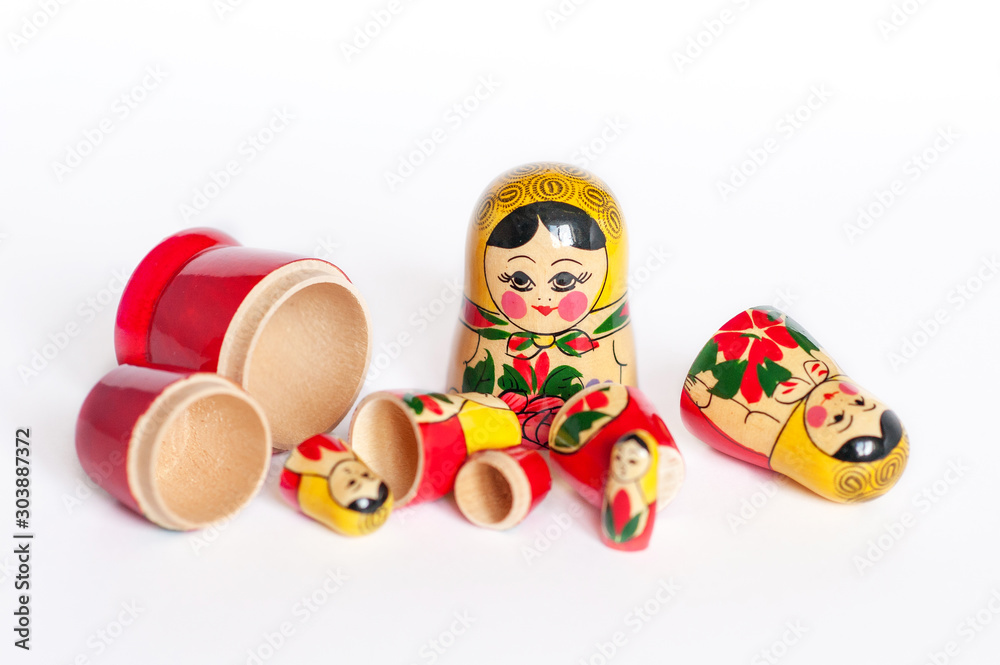 doll set Matryoshka on a white background