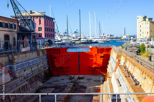 View of the seaport of Genoa - Italy