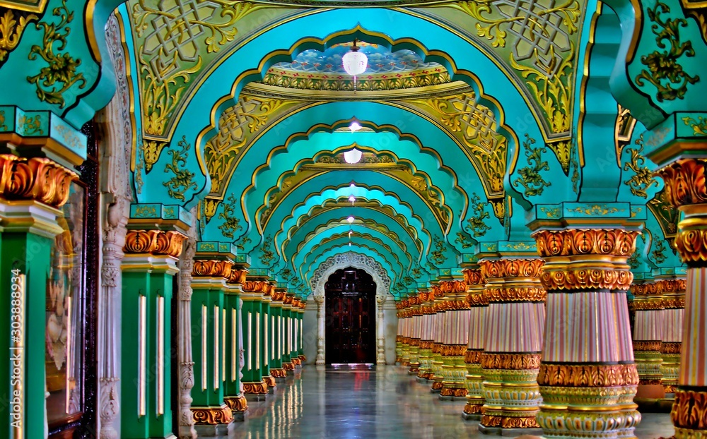 MYSORE KARNATAKA INDIA OCTOBER 20 2019 Mysore Palace Inside 