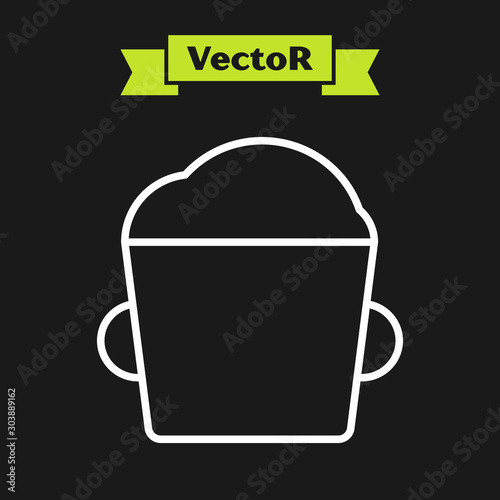 White line Bakery bowl dough icon isolated on black background. Vector Illustration