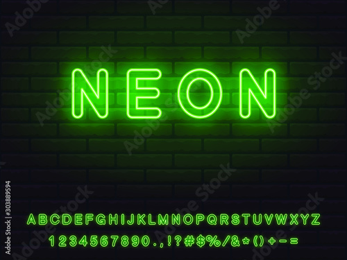 green neon font set