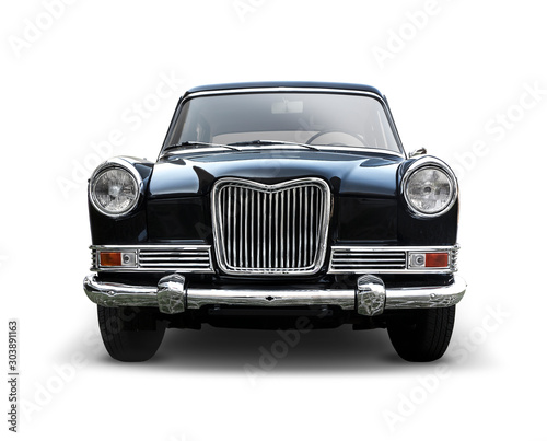 Canvas Print Classic British car  front view isolated on white