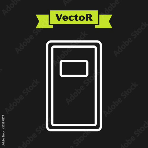 White line Police assault shield icon isolated on black background. Vector Illustration