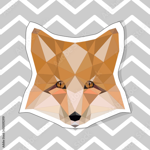 Polygonal portrait of a Fox close-up, suitable for decoration of children's rooms or the textile industry.