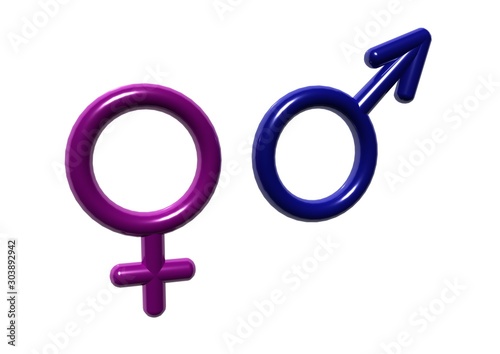 sex symbol and sign for men and women 3d rendering