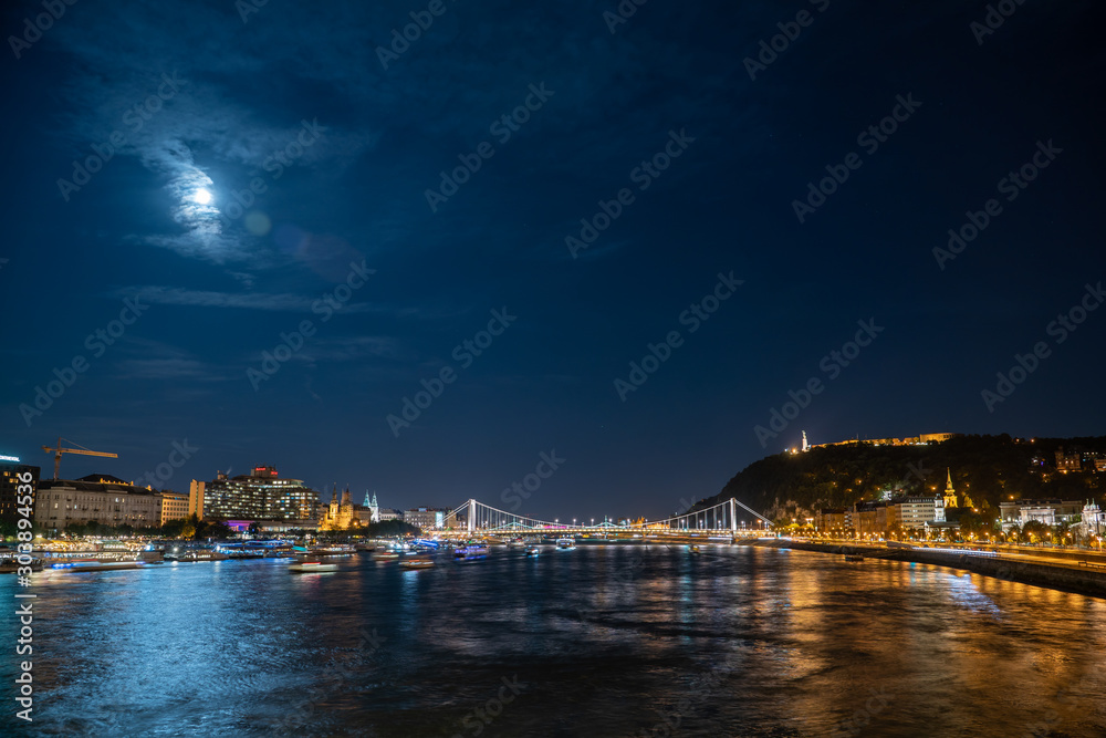 Budapest Danube River. Pictures at night