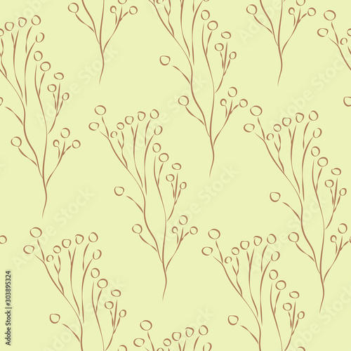 Seamless Pattern with Cute Flowers. Hand Drawn Scandinavian Style. Vector Illustration