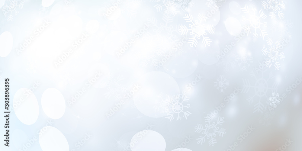 white and gray Christmas light with snowflake bokeh background, Winter backdrop wallpaper.