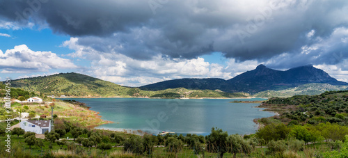 Fototapeta Naklejka Na Ścianę i Meble -  Blue lake in Zahara de la Sierra, Cadiz province, Andalusia, Spain.