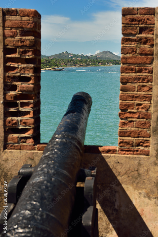 Canon at Fort St Philip pointing to Puerto Plata Bay Dominican Republic