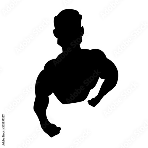 Fototapeta Naklejka Na Ścianę i Meble -  Bodyduilding silhouette vector. Illustration for fitness logo, label, emblem fitness club and gym