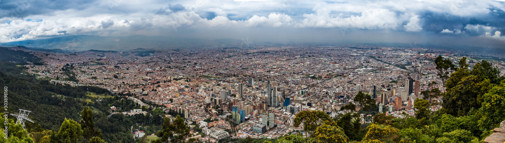 Panoramic view of Bogota city from Montserrat Hill