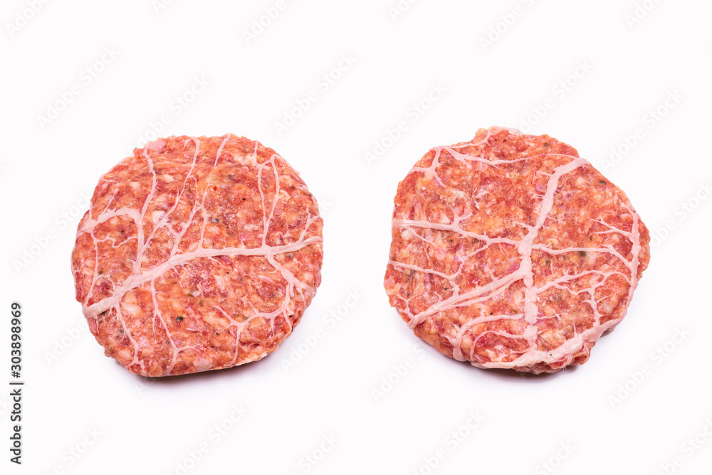 Burger cutlet isolated on white.