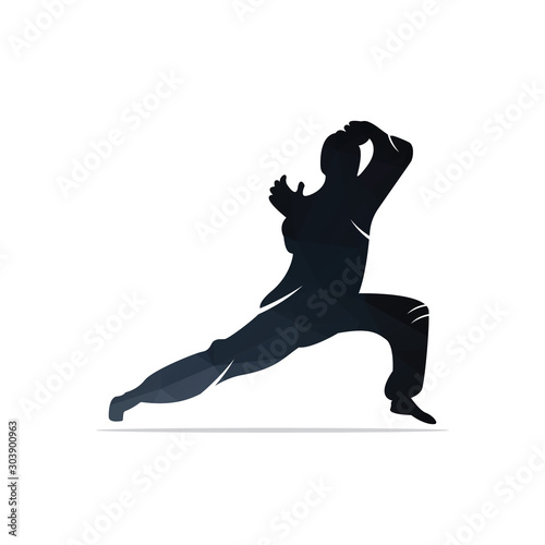 Karate sports logo. martial art silhouette vector, fight sport logo design.