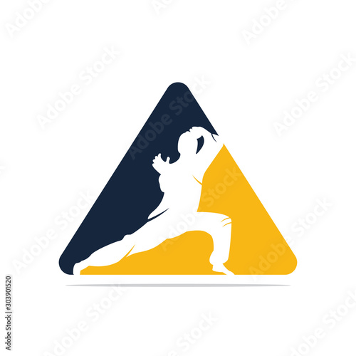 Triangle karate logo. kung fu logo with triangle shape.