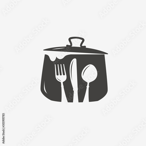 Cooking logo or symbol. Diner, menu icon. Vector illustration