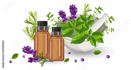 Eucalyptus essential oil bottle with dropper