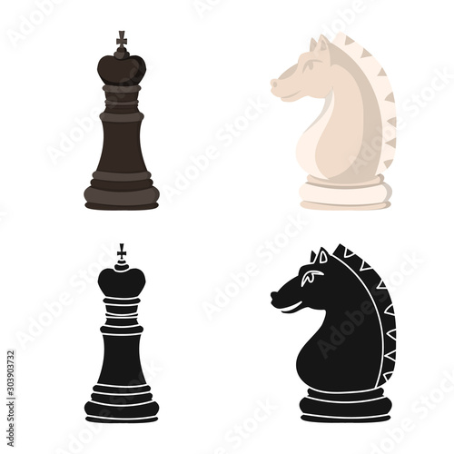 Vector illustration of checkmate and thin icon. Collection of checkmate and target stock vector illustration.