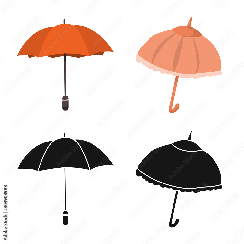 Vector design of protection and closed logo. Set of protection and rainy vector icon for stock.