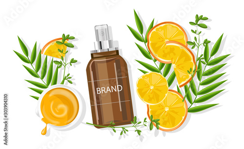 Orange essential spray bottle