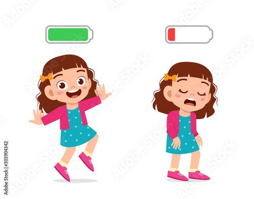 cute kid power full and low battery