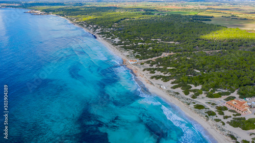 Es Trenc beach from a height, Majorca, Spain