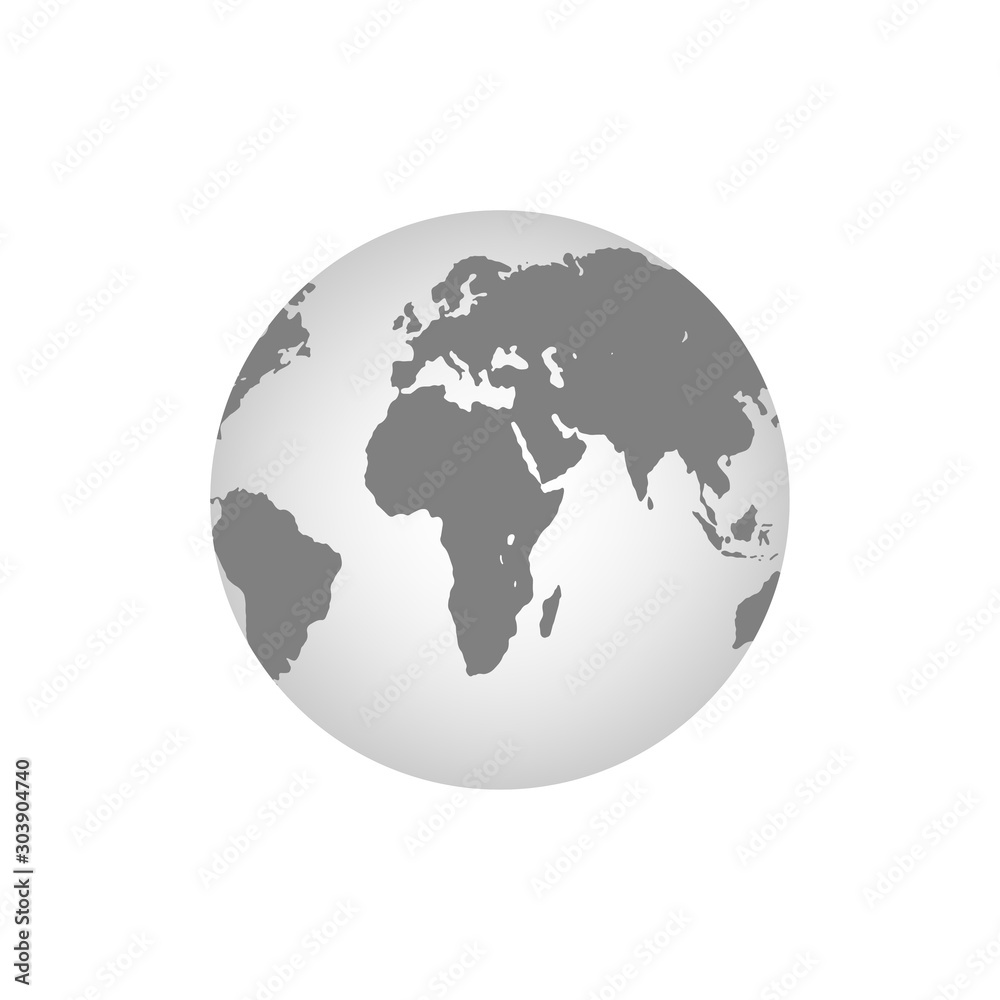 Earth globes isolated on white background. Flat planet Earth icon. Vector stock illustration.