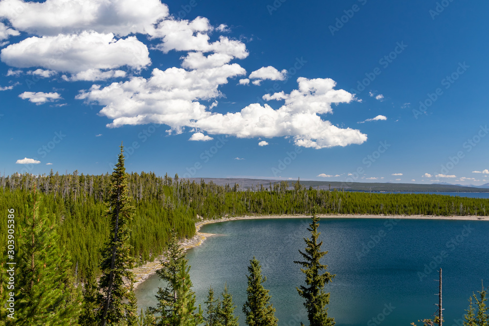 Εκτύπωση καμβά View of a lake surrounded by forest in Teton National Park, USA