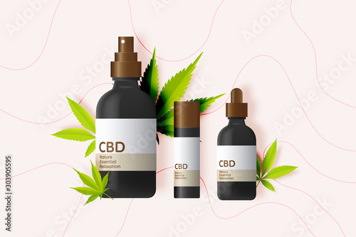 CBD product with cannabidiol leaves