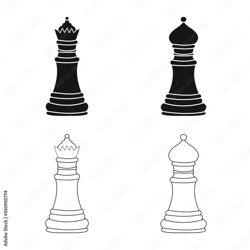 Vector illustration of checkmate and thin symbol. Collection of ...