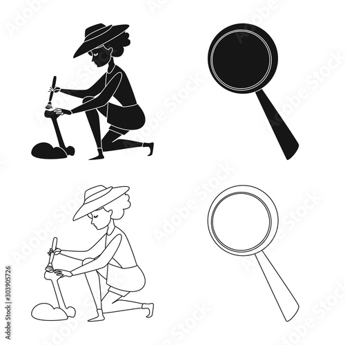Isolated object of story and items logo. Collection of story and attributes vector icon for stock.