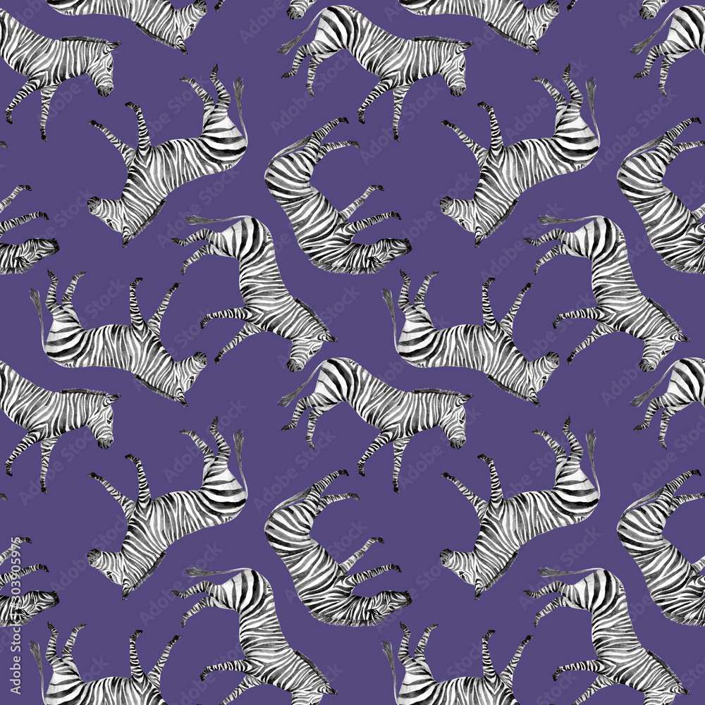 Ταπετσαρία Watercolor seamless patterns with safari animals