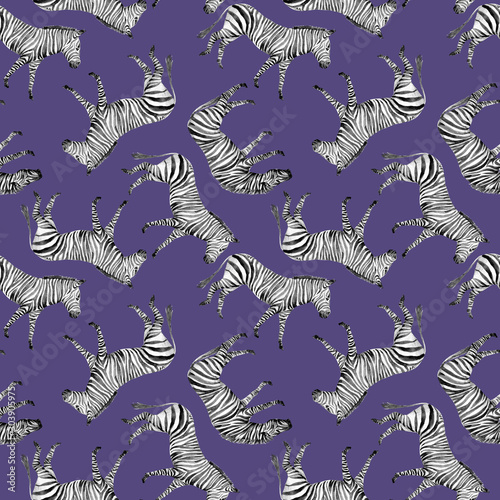 Canvas Print Watercolor seamless patterns with safari animals
