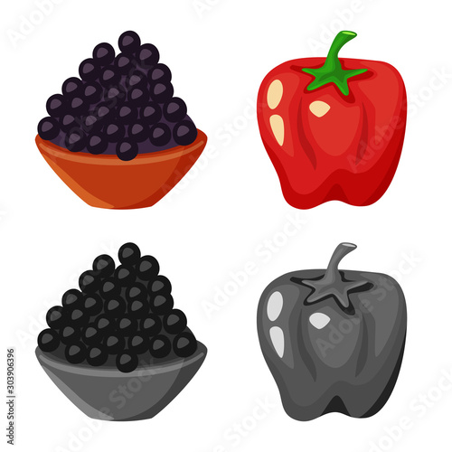 Vector illustration of taste and product symbol. Set of taste and cooking stock vector illustration.