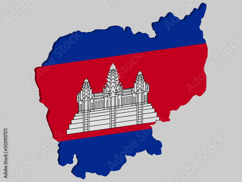 3D Map Cambodia Flag Vector illustration Eps 10
