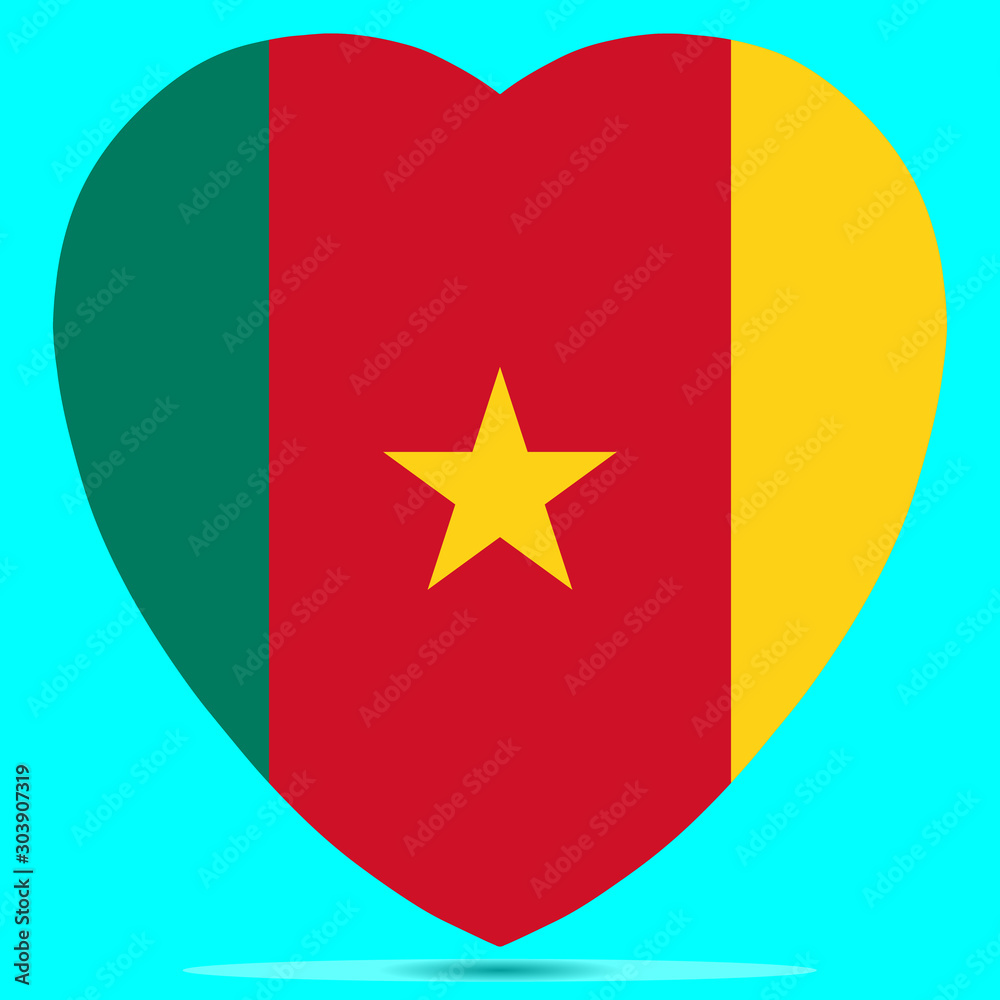 Cameroon Flag In Heart Shape Vector illustration Eps 10 Cameroon Flag In Heart Shape Vector illustration Eps 10