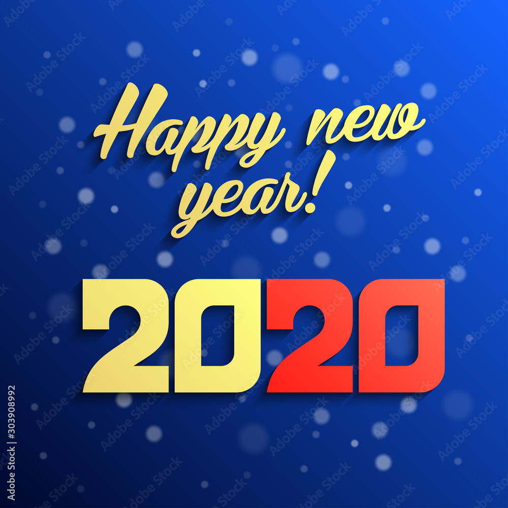 2020 a Happy New Year greetings. Jubilee or birthday logotype. Vector modern minimalist Happy new year card for 2020 Year. Multi colored illustration. Vector illustration