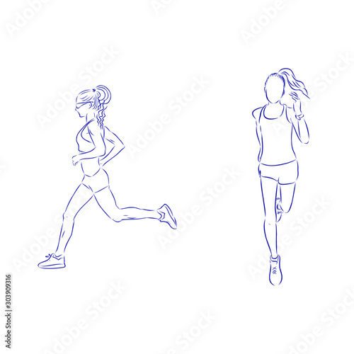 Sketch girl running 