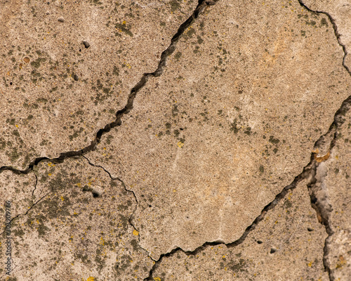 Cracked concrete texture closeup. Abstract cement background