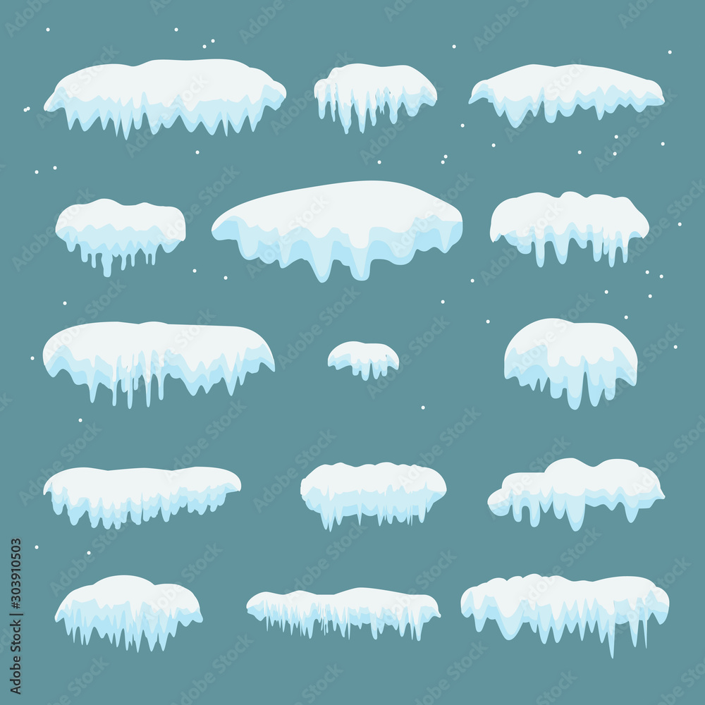 Φωτογραφία 2024 Snow caps snowballs, snowdrifts ice set